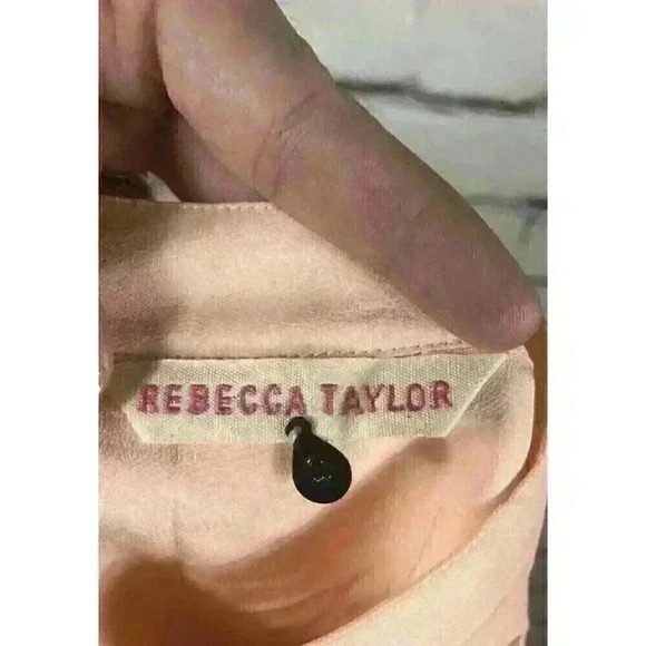 Rebecca Taylor Womens Size S Peach LS Button Up Pleated Vented Silk Blouse - Picture 3 of 4